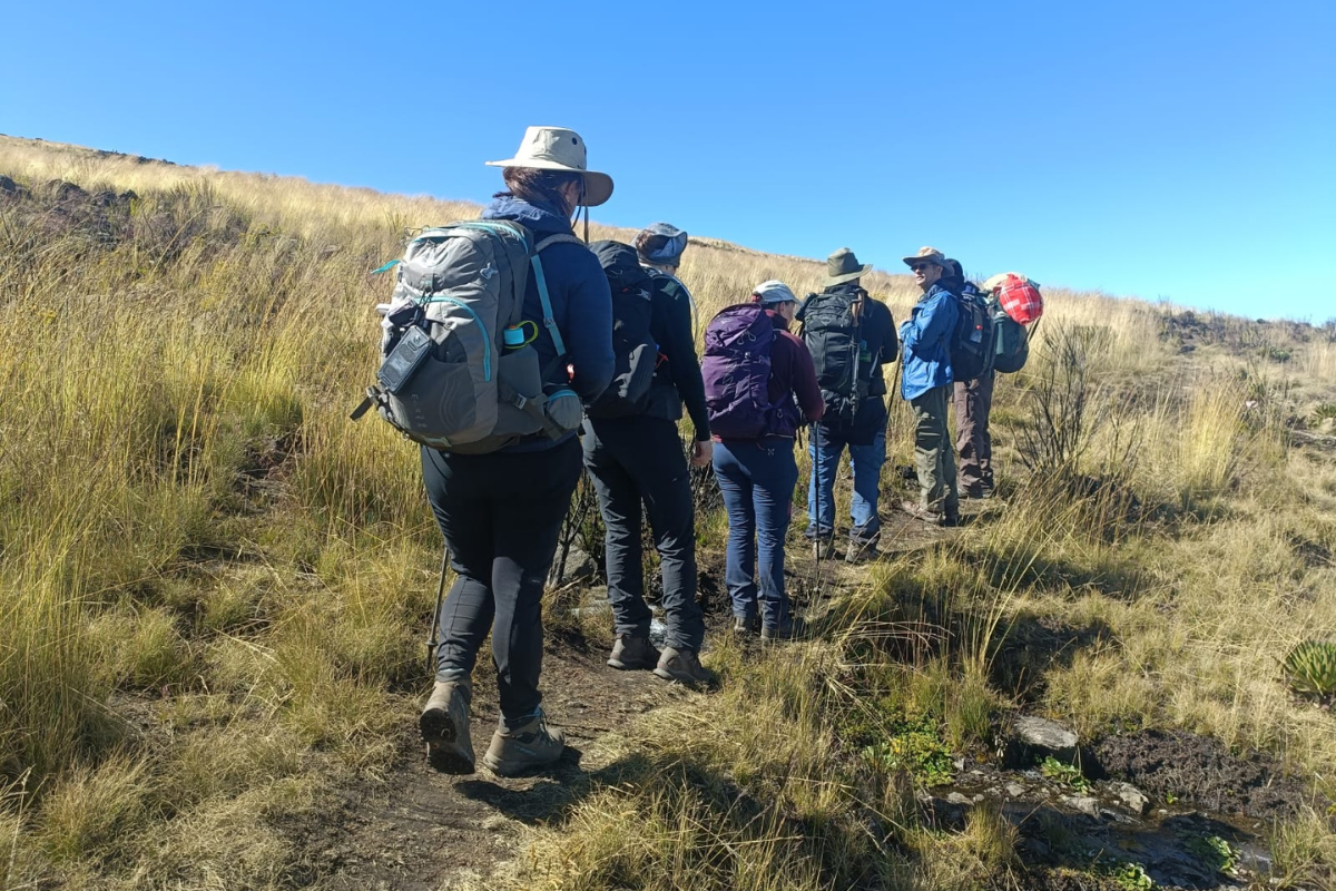 Hikers on Mount Kenya Trail